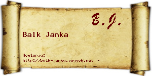 Balk Janka névjegykártya
